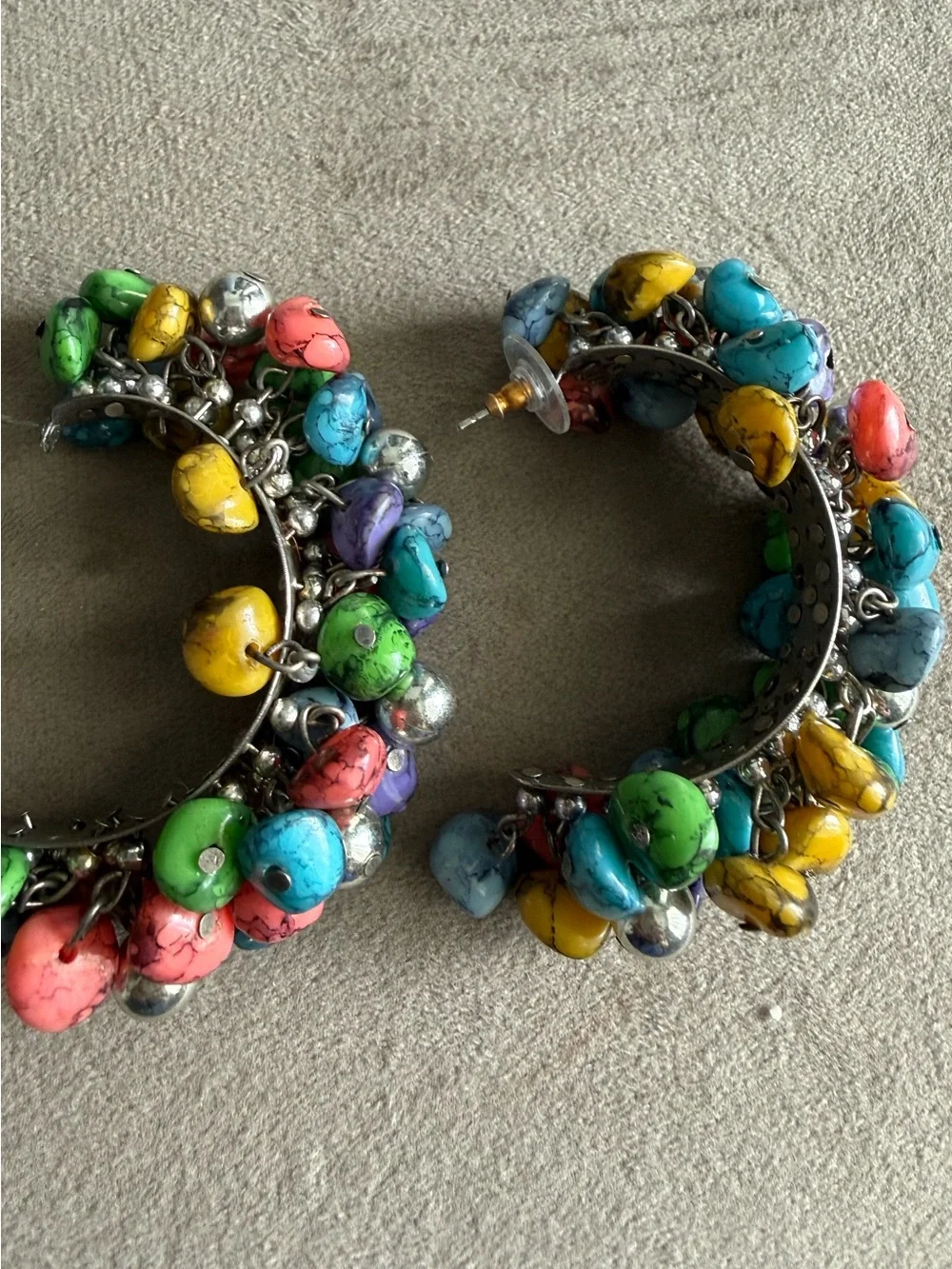 Colorful Multi-Stone Hoop Earrings – Vibrant Multicolor